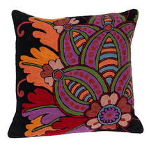 20" Black and Orange Cotton Throw Pillow With Embroidery - €86,86 EUR