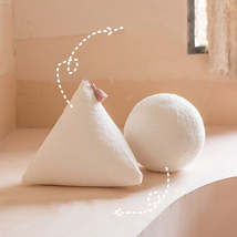 Nordic Style Triangle White Ball Bedside Solid Color Plush Pillow Cushion - £74.71 GBP+