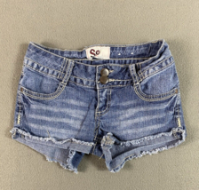 SO Juniors Cut Off Shorts 26x2 Blue Flap Pockets Embellished Shortie Tag 1 - £11.35 GBP