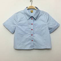 En short sleeve cute heart shaped button pockets short blouses female shirts summer new thumb200