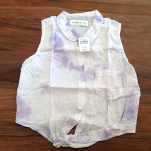 New Abercrombie &amp; Fitch Women Tie Dye Lilac Purple Bow Tie Crop Top Shirt M - £19.77 GBP