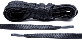 55&quot; = 140cm BLACK flat waxed boot laces for 5 6 7 eyelets boots shoes 1/... - £18.51 GBP