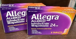 2 Allegra Allergy Relief Medicine 24 HR Non Drowsy Pills 180 mg 5 Tablet... - £11.14 GBP