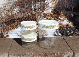 Set Of 3 Pyrex Spice Of Life Stack &amp; Store &#39;n See Glass Canisters Vintage - £15.97 GBP
