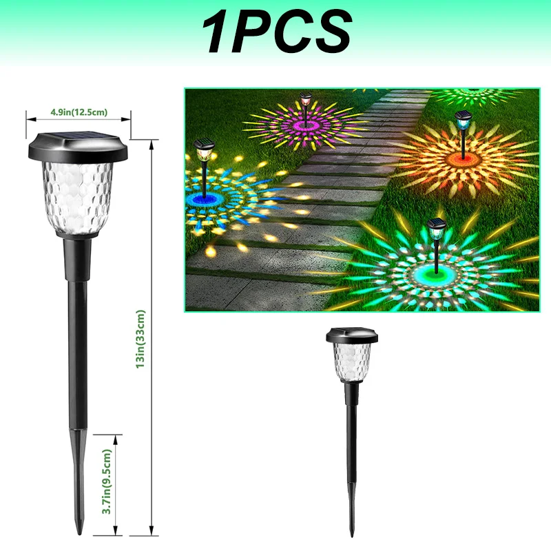 2/4/6Pcs LED Solar Lawn Light RGB Colorful Dynamic Outdoor Garden Waterp... - £243.21 GBP