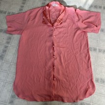 Victoria&#39;s Secret Gold Label Peach Satin Sleep Shirt Medium Large Covere... - $45.56