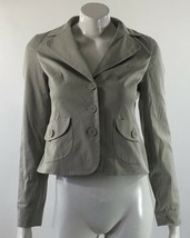 Ann Taylor LOFT Womens Blazer Suit Jacket 0 Gray Khaki Button Front Care... - $12.86