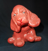 Chalk/Plaster Cocker Spaniel DOG Figurine Tilted Head Sad Face Reddish Brown - £18.90 GBP