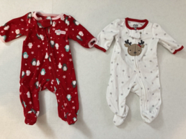 Carter&#39;s Christmas Holiday Fleece Play Sleeper Newborn PJ Penguin Reinde... - $9.89