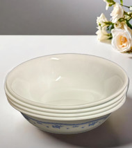 Vintage Corelle 4-Fruit Bowls MORNING BLUE Floral Berry Cups Dessert Dish - £23.45 GBP