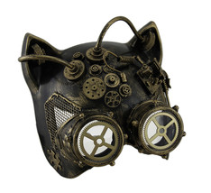 Scratch &amp; Dent Steamkitty Metallic Finish Steampunk Cat Woman with Goggles Mask - £23.54 GBP