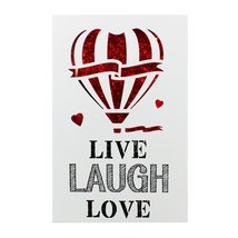 Live Laugh Love White Wooden Light Up Wall Plaque with Red Balloon &amp; hearts - £20.98 GBP
