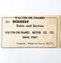 1954 Walton On Thames Motors Renault Dealership Advertisement Automobili... - $369.57 MXN