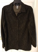 Sag Harbor Shirt Blouse Long Sleeve Button Up Size 12 Animal Print Moleskin VGPC - £10.08 GBP