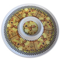 New RST Dish Dip Chips Serving Platter Tray Chef 12 in Diameter beige Bl... - $14.84