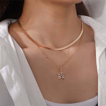 Cubic Zirconia &amp; 18K Gold-Plated Herringbone Chain Star Pendant Necklace - £11.02 GBP