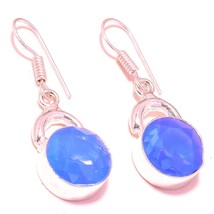 Blue Milky Opal Handmade Christmas Gift Earrings Jewelry 1.80&quot; SA 1807 - £3.18 GBP