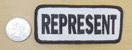&quot; REPRESENT &quot; IRON-ON / SEW-ON EMBROIDERED PATCH 3 1/2&quot;X 1 1/2&quot; - £3.98 GBP