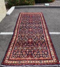 3&#39;5 x 9&#39;10 Geometric Vintage S Antique Handmade Wool Runner Rug Oriental Carpet - £425.25 GBP