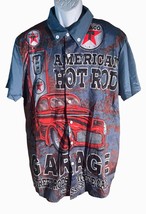 Texaco American Hot Rod Garage Men&#39;s Short Sleeve Button Down Shirt Gray... - $13.97