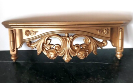 VTG Dart Floating Wall Shelf Ornate Gold Hollywood Regency Decor Rose - £31.13 GBP