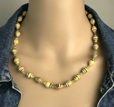 Vintage Hand Crafted Recycled Paper Tribal Bead Necklace 20&quot; - £10.99 GBP