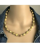 Vintage Hand Crafted Recycled Paper Tribal Bead Necklace 20&quot; - $13.86