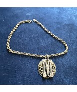Vtg Brass BIG Initial *M* Hip Hop Urban Rope Chain Necklace - £32.96 GBP