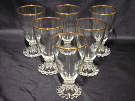 Vintage BERWICK-BOOPIE Gold By Anchor Hocking 5.5&quot; Water Juice Goblet - Set Of 6 - £20.69 GBP