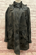 BCBGeneration Womens XL Black Green Camo Print Hooded Anorak Jacket Full... - £43.24 GBP