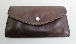 Vintage Deerskin Billfold Made in USA  Rau Klikit Snaps Worn Dark Brown - £9.68 GBP