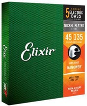 Elixir Strings Nickel Plated Steel 5-String Bass Strings W Nanoweb, .045... - $67.18