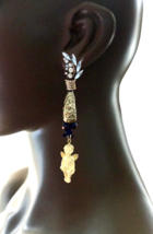 Upcycled Repurposed One-Of-A-Kind Baroque Inspired Kitsch Plastic Angel Earrings - £17.49 GBP