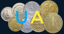 Set of Ukrainian Circulated Coins 1,2,5,10,25,50 kopeks + 1 UAH hryvna - $6.17 CAD