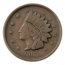 1863 Copper Not One Cent Patriotic Civil War Token F-62/367 in VF - $38.61
