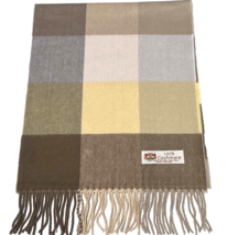 100% Cashmere Scarf Wool Made in England Plaid Checks Khaki yellow Beige #V09 - £6.88 GBP