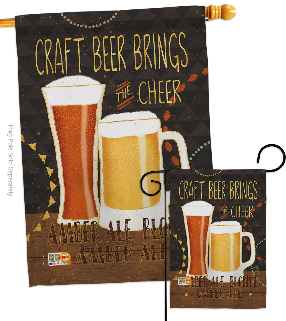 Craft Beer Brings Cheer - Impressions Decorative Flags Set S117052-BO - £46.33 GBP