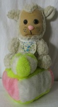 10&quot; VINTAGE LE BE BE LAMB WITH BALL RATTLE STUFFED ANIMAL TOY PLUSH LOVEY - £23.34 GBP