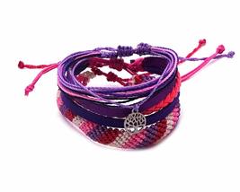 Tree of Life Silver Charm Multi Strand String Bracelet Suede Braided Leather Bra - £15.81 GBP