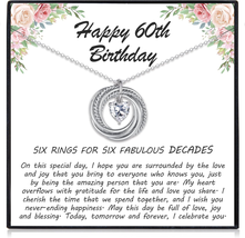 60Th Birthday Gifts for Women, Heart Cubic Zirconia Pendant Circles Necklace for - £31.72 GBP