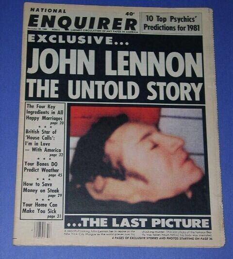 Primary image for John Lennon Tragedy National Enquirer Magazine Vintage 1980 Coffin Photo**
