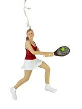 Female Tennis Player Christmas Ornament by Gallarie II Red and White - £9.81 GBP