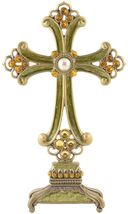 Decorative Green Jeweled Standing Cross Rhinestones 6"X 5" - $19.95