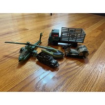 Set of 5 vintage die cast and plastic Army vehicles helicopter tank truc... - £18.78 GBP