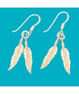Sterling Silver Navajo Double Feather Drop Earrings 1&quot; - £23.02 GBP