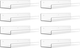 Upsimples 8 Pack Acrylic Shelves For Wall Storage, 15&quot; Floating, Clear - $708.30 MXN
