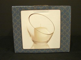 Sleek Modern Glass Angled Rim Candle Holder by At Home 7.5&quot;x8&quot; NIB - £3.08 GBP