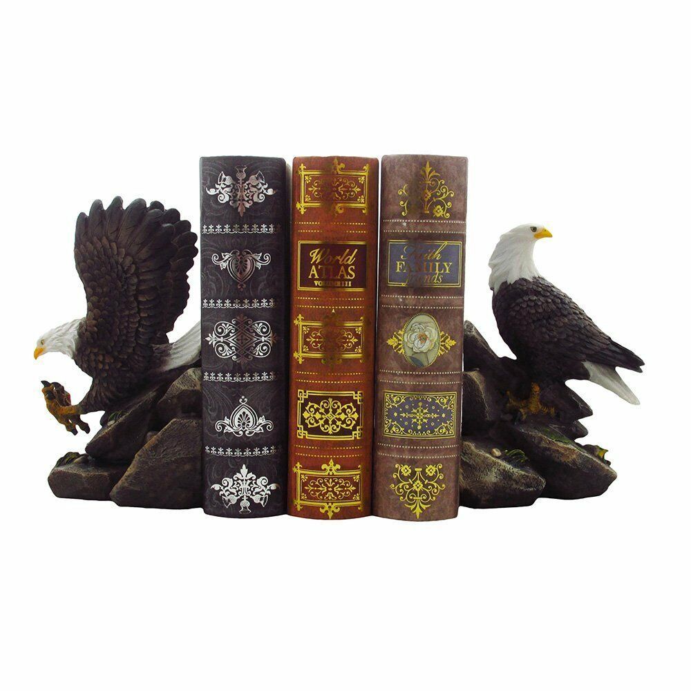 Decorative Bald Eagle Bookend Set for Patriotic Office Book Shelf Decora... - $42.99