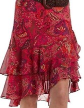Chaps by Ralph Lauren Misses Chiffon Paisley Georgette Ruffled Skirt L Large XL - £31.46 GBP