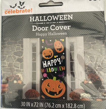 Happy Halloween door cover pumpkins  30&quot; x 72&quot; party supplies decor - £4.29 GBP